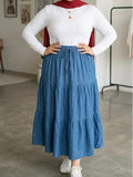 Denim Tiered Maxi Skirt – Plus Size