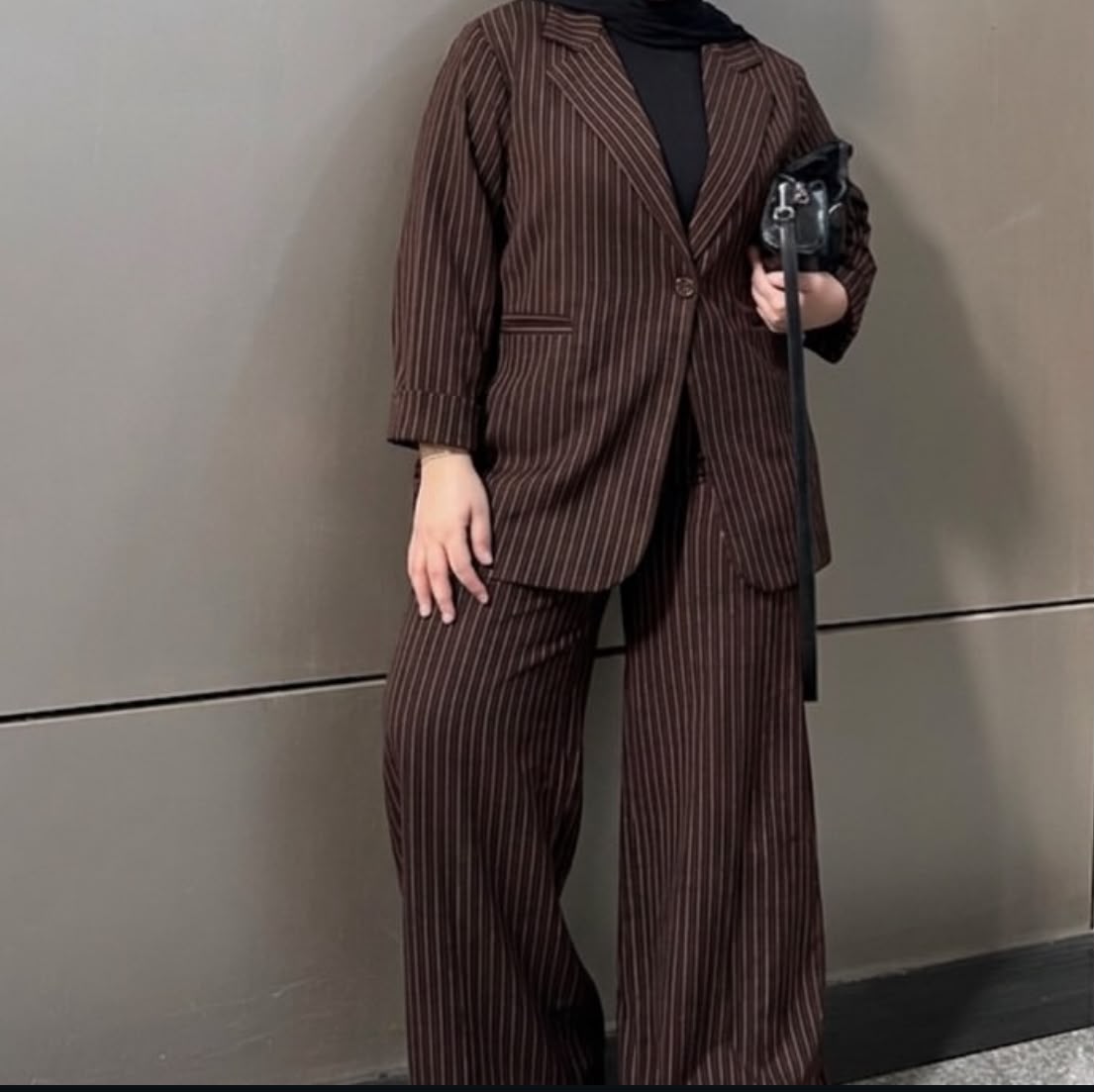 Plus Size Pinstripe Suit Set – Blazer & Pants