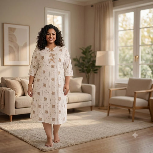 Cozy Bear Print Homewear Dress